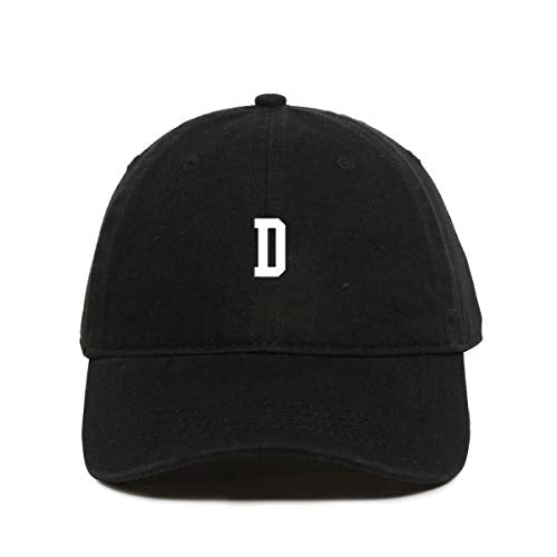 D Initial Letter Baseball Cap Embroidered Cotton Adjustable Dad Hat