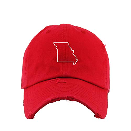 Missouri Map Outline Dad Vintage Baseball Cap Embroidered Cotton Adjustable Distressed Dad Hat