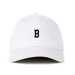 B Initial Letter Baseball Cap Embroidered Cotton Adjustable Dad Hat