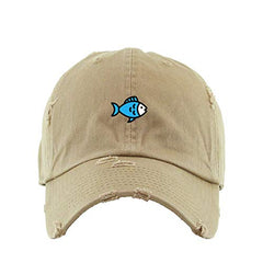 Blue Fish Vintage Baseball Cap Embroidered Cotton Adjustable Distressed Dad Hat