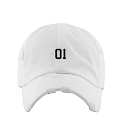 #01 Jersey Number Dad Vintage Baseball Cap Embroidered Cotton Adjustable Distressed Dad Hat