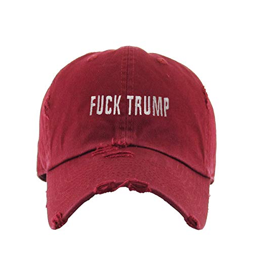 Fuck Trump Vintage Baseball Cap Embroidered Cotton Adjustable Distressed Dad Hat