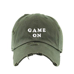 Game On Vintage Baseball Cap Embroidered Cotton Adjustable Distressed Dad Hat