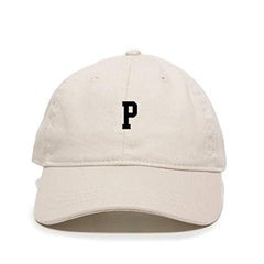 P Initial Letter Baseball Cap Embroidered Cotton Adjustable Dad Hat