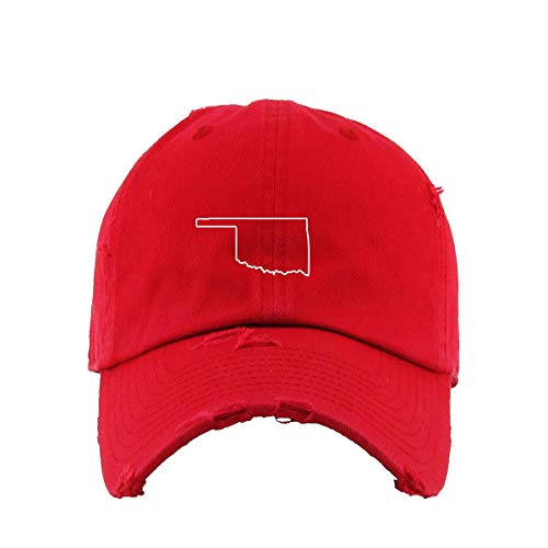 Oklahoma Map Outline Dad Vintage Baseball Cap Embroidered Cotton Adjustable Distressed Dad Hat