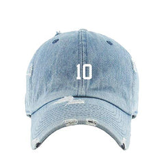 #10 Jersey Number Dad Vintage Baseball Cap Embroidered Cotton Adjustable Distressed Dad Hat