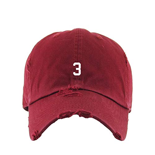 #3 Jersey Number Dad Vintage Baseball Cap Embroidered Cotton Adjustable Distressed Dad Hat