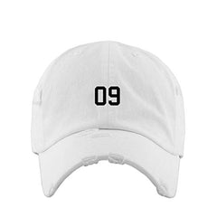 #09 Jersey Number Dad Vintage Baseball Cap Embroidered Cotton Adjustable Distressed Dad Hat