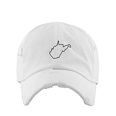 West Virginia Map Outline Dad Vintage Baseball Cap Embroidered Cotton Adjustable Distressed Dad Hat