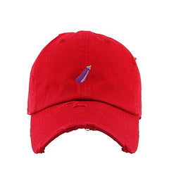 Eggplant Vintage Baseball Cap Embroidered Cotton Adjustable Distressed Dad Hat