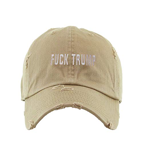 Fuck Trump Vintage Baseball Cap Embroidered Cotton Adjustable Distressed Dad Hat