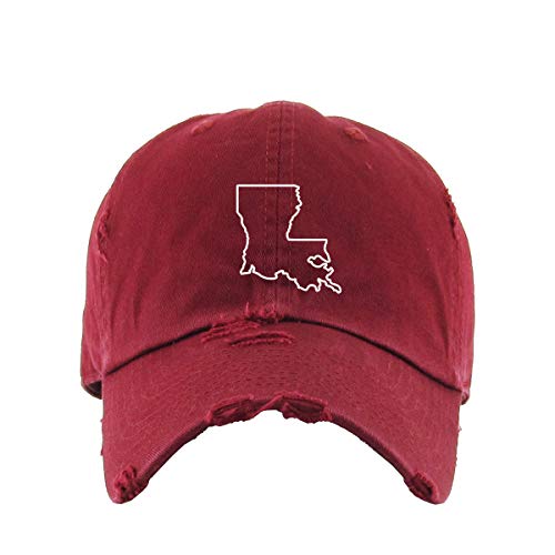 Louisiana Map Outline Dad Vintage Baseball Cap Embroidered Cotton Adjustable Distressed Dad Hat