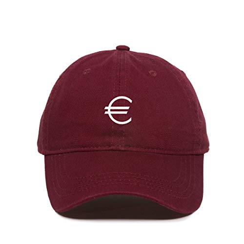 Euro Sign Dad Baseball Cap Embroidered Cotton Adjustable Dad Hat
