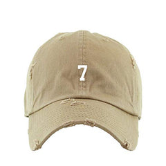 #7 Jersey Number Dad Vintage Baseball Cap Embroidered Cotton Adjustable Distressed Dad Hat