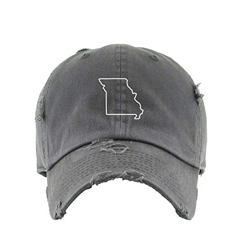 Missouri Map Outline Dad Vintage Baseball Cap Embroidered Cotton Adjustable Distressed Dad Hat