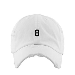 #8 Jersey Number Dad Vintage Baseball Cap Embroidered Cotton Adjustable Distressed Dad Hat