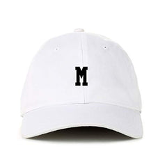M Initial Letter Baseball Cap Embroidered Cotton Adjustable Dad Hat
