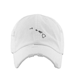 Hawaii Map Outline Dad Vintage Baseball Cap Embroidered Cotton Adjustable Distressed Dad Hat