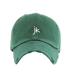 JK Just Kidding Vintage Baseball Cap Embroidered Cotton Adjustable Distressed Dad Hat