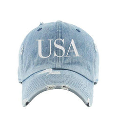 USA 4th of July Vintage Baseball Cap Embroidered Cotton Adjustable Distressed Dad Hat