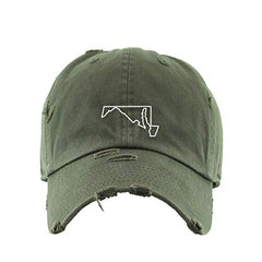 Maryland Map Outline Dad Vintage Baseball Cap Embroidered Cotton Adjustable Distressed Dad Hat