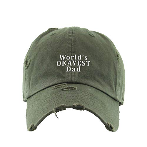 World's Okayest Dad Vintage Baseball Cap Embroidered Cotton Adjustable Distressed Dad Hat