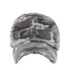 Minnesota Map Outline Dad Vintage Baseball Cap Embroidered Cotton Adjustable Distressed Dad Hat