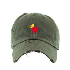 Heart Crown Vintage Baseball Cap Embroidered Cotton Adjustable Distressed Dad Hat