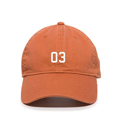 #03 Jersey Number Dad Baseball Cap Embroidered Cotton Adjustable Dad Hat