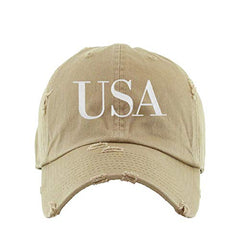 USA 4th of July Vintage Baseball Cap Embroidered Cotton Adjustable Distressed Dad Hat