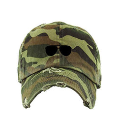 Aviator Glasses Vintage Baseball Cap Embroidered Cotton Adjustable Distressed Dad Hat
