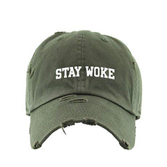 Stay Woke Vintage Baseball Cap Embroidered Cotton Adjustable Distressed Dad Hat