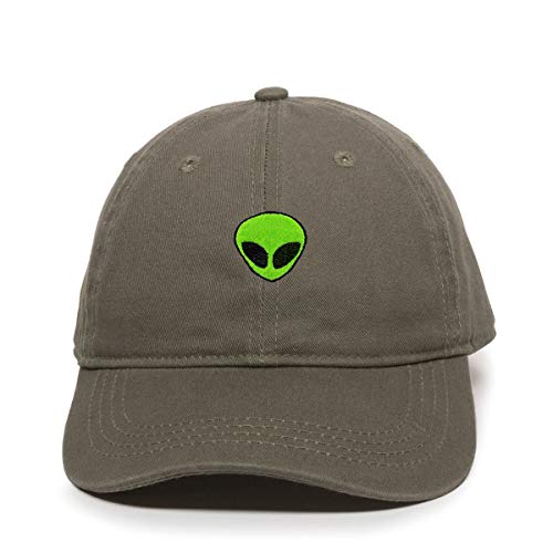 Green Alien Outer Space Baseball Cap Embroidered Cotton Adjustable Dad Hat