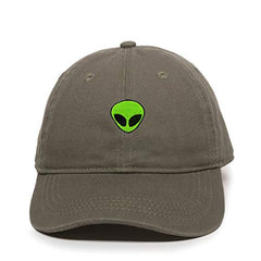 Green Alien Outer Space Baseball Cap Embroidered Cotton Adjustable Dad Hat
