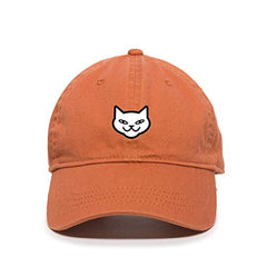 Smiling Cat Dad Baseball Cap Embroidered Cotton Adjustable Dad Hat