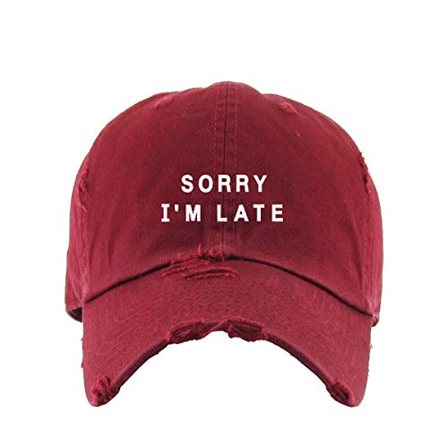 Sorry I'm Late Vintage Baseball Cap Embroidered Cotton Adjustable Distressed Dad Hat