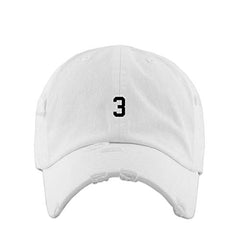 #3 Jersey Number Dad Vintage Baseball Cap Embroidered Cotton Adjustable Distressed Dad Hat
