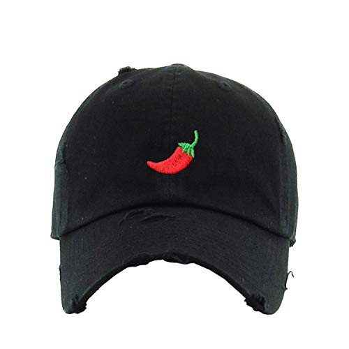 Red Chilli Vintage Baseball Cap Embroidered Cotton Adjustable Distressed Dad Hat