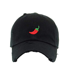 Red Chilli Vintage Baseball Cap Embroidered Cotton Adjustable Distressed Dad Hat