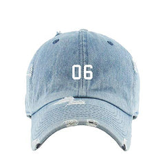#06 Jersey Number Dad Vintage Baseball Cap Embroidered Cotton Adjustable Distressed Dad Hat