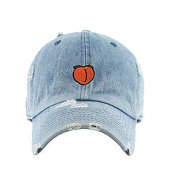 Peach Peachy Vintage Baseball Cap Embroidered Cotton Adjustable Distressed Dad Hat