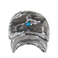 Blue Fish Vintage Baseball Cap Embroidered Cotton Adjustable Distressed Dad Hat
