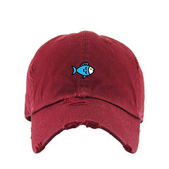 Blue Fish Vintage Baseball Cap Embroidered Cotton Adjustable Distressed Dad Hat