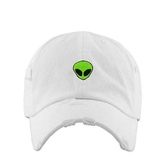 Green Alien Vintage Baseball Cap Embroidered Cotton Adjustable Distressed Dad Hat