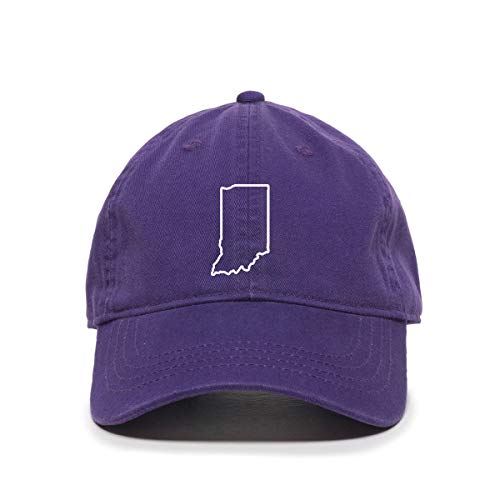 Indiana Map Outline Dad Baseball Cap Embroidered Cotton Adjustable Dad Hat