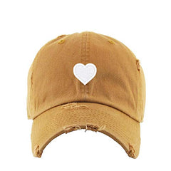 Heart Vintage Baseball Cap Embroidered Cotton Adjustable Distressed Dad Hat