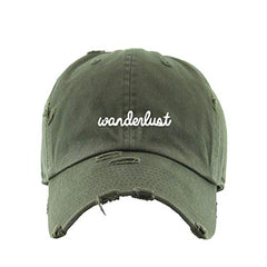 Wanderlust Vintage Baseball Cap Embroidered Cotton Adjustable Distressed Dad Hat