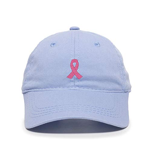 Pink Ribbon Baseball Cap Embroidered Cotton Adjustable Dad Hat