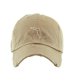 Florida Map Outline Dad Vintage Baseball Cap Embroidered Cotton Adjustable Distressed Dad Hat