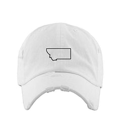 Montana Map Outline Dad Vintage Baseball Cap Embroidered Cotton Adjustable Distressed Dad Hat